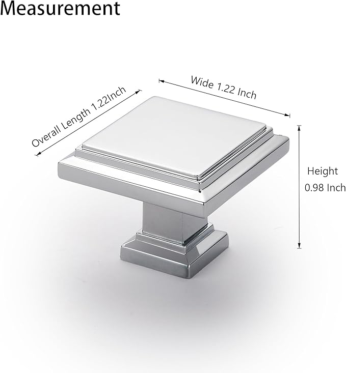 10 Pack Polished Chrome Cabinet Knobs Drawer Knobs Modern Cabinet Pulls Kitchen Cabinet Handles Kitchen Cabinet Hardware Timeless Drawer Pulls for Dresser Cupboard Wardrobe, Chrome(1x10)