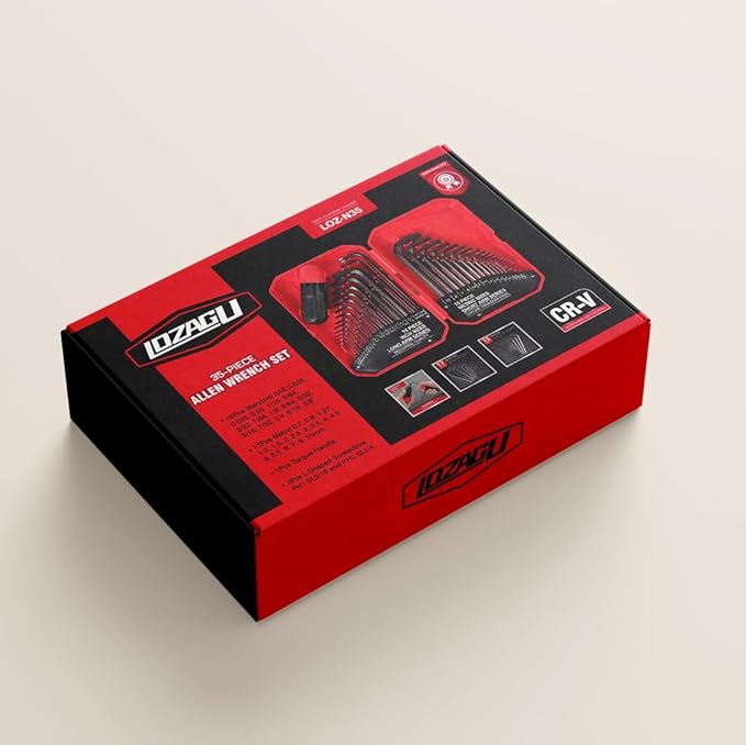 35-Piece Allen Wrench Sets Metric and Standard Hex Key Set, Allen Key Set, MM(0.7mm-10mm) SAE(0.028"-3/8), Chrome Vanadium Steel