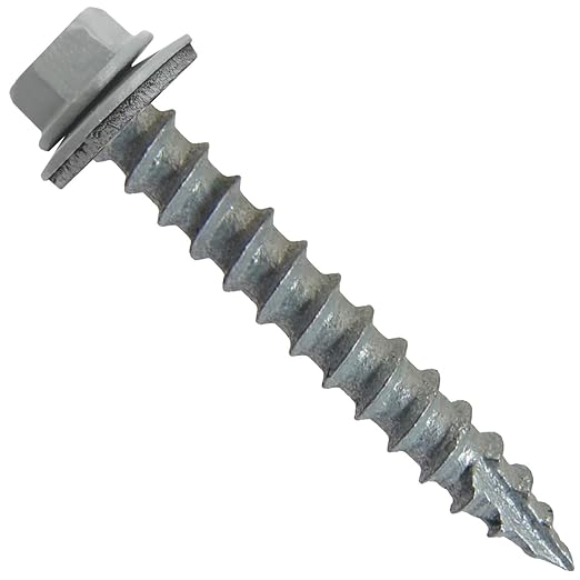 #14 Metal ROOFING SCREWS: (250) Screws x 1-1/2" LIGHT GRAY Hex Washer Head Sheet Metal Roof Screw. Self starting/tapping EPDM washer. Colored head for corrugated roofing