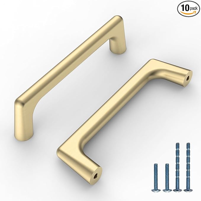 10 Pack Brushed Gold Cabinet Pulls 3.75 Inch Kitchen Cabinet Handles Cabinet Hardware Kitchen Handles for Cabinets Cupboard Handles Gold Dresser Pulls Drawer Handle