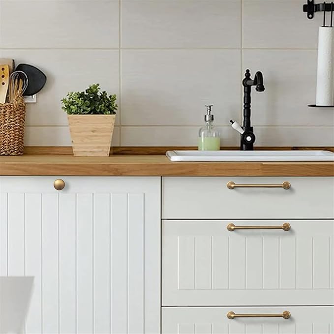 Goo-Ki 6 Pack Champagne Copper Cabinet Drawer Pulls Kitchen Hardware - 3"(76mm) c-c Bar Pull Dresser Handles for Cupboard Bathroom Closet Wardrobe