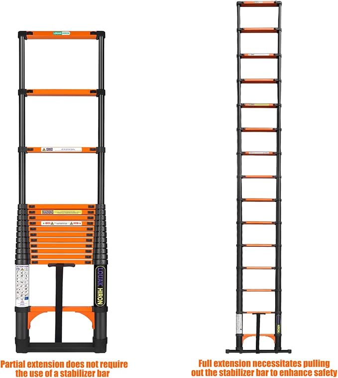 Telescopiing Ladder 12.5ft Extendable Extension Folding Non-Slip Ladder for Multi-Purpose Household