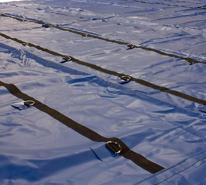 Mytee Products 24' x 27' Flatbed Trailer Lumber Tarp with 8 FT Drop - Heavy Duty Blue 18 Oz Vinyl Waterproof Tarp for Truck/Trailers to Protect Cargo from Wind, Rain, Snow, and Sun