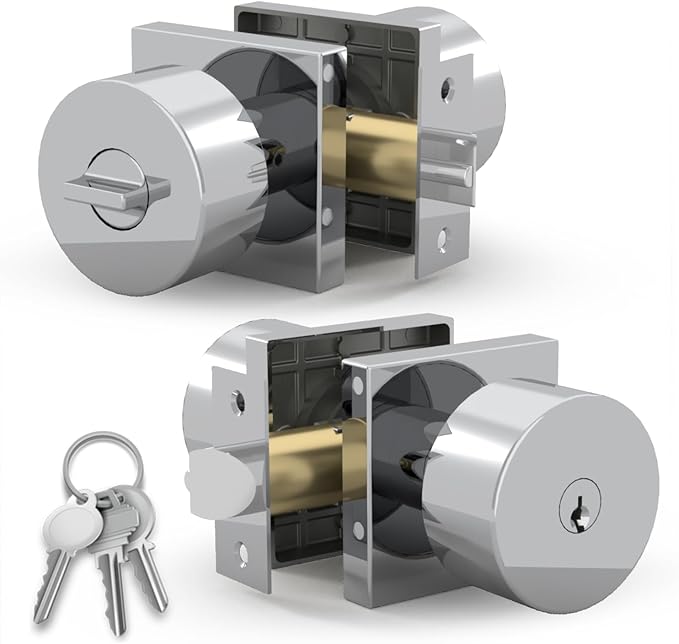 Mega Handles SUANA Entrance Door Knob for Entrance, Bedroom and Bathroom, Reversible Heavy Duty Design Door Knobs, Fits All Standard Door Sizes, Screws Included - Polished Chrome (1 Pack)