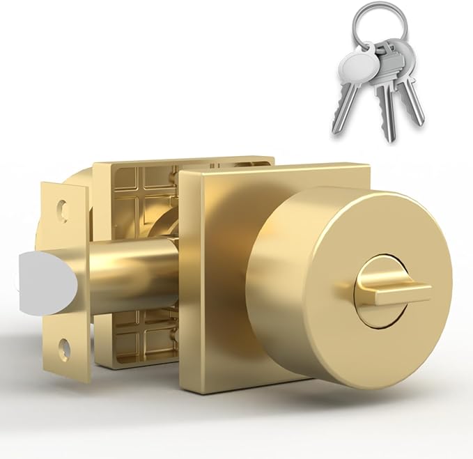 Mega Handles SUANA Entrance Door Knob for Entrance, Bedroom and Bathroom, Reversible Heavy Duty Design Door Knobs, Fits All Standard Door Sizes, Screws Included - Satin Brass (1 Pack)