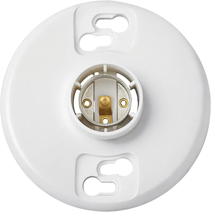 1 Pcs Medium Base E26 Lamp Holder Ceiling Light Sockets White Bulb Socket Incandescent Fluorescent CFL Lamp Holder 660w 250v (Phenolic Resin)