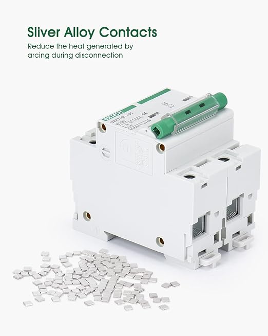 12V-110V DC Miniature Circuit Breaker, 125 Amp 2 Pole Battery Breaker Protector for Solar PV System and RV, Thermal Magnetic Trip, DIN Rail Mount, High Current DC Disconnect Switch MCB 2P B125