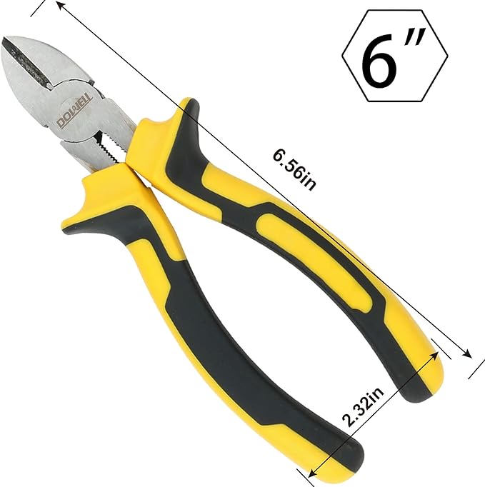 DOWELL Diagonal Cutting Pliers 6 Inch Diagonal Cutters Wire Cutters Durable Nickel Chromium Steel Construction for Electricians and Homes