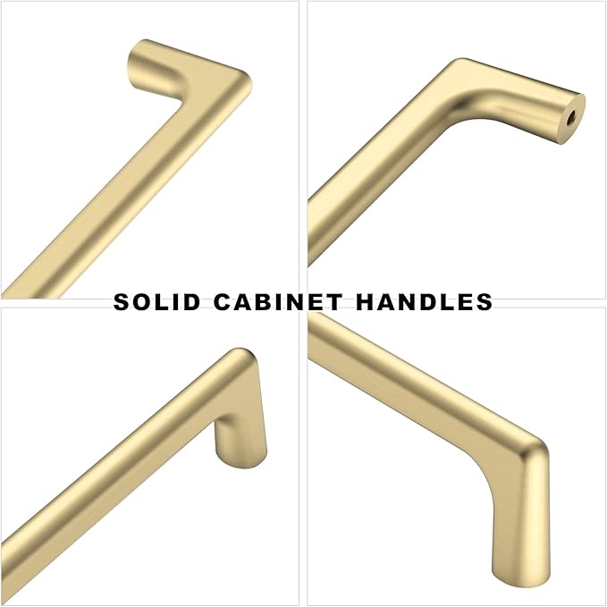 10 Pack Gold Cabinet Pulls - 6.25 Inch Brushed Gold Kitchen Handles for Cabinets & Cupboards