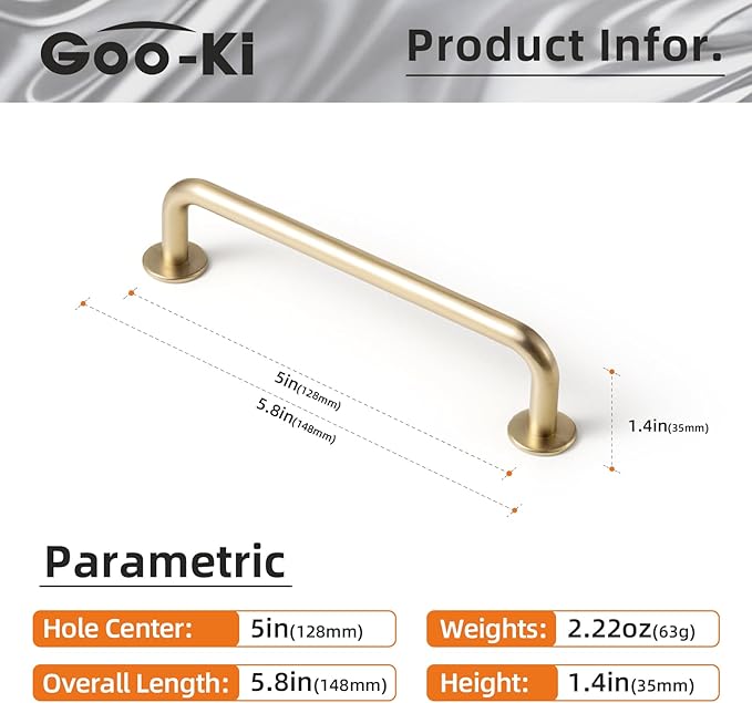 Goo-Ki 5.04"(128mm) c-c Champagne Bronze Cabinet Handle Drawer Pulls Zinc Alloy Kitchen Hardware - 6 Pack Modern Bar Pull Handles for Cupboard Wardrobe,9338UBR-128