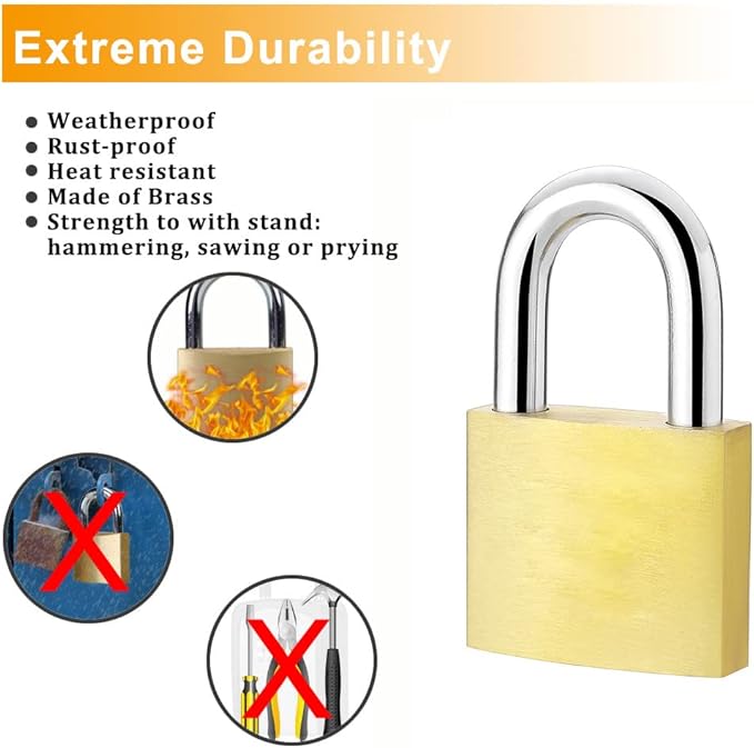 Solid Brass Same Keyed Padlock keyed Alike Locks of 12 Pack, Solid Lock with (25mm) Wide Lock Body, Keyed Padlocks for Toolbox, Luggage,School lockers, Backpacks