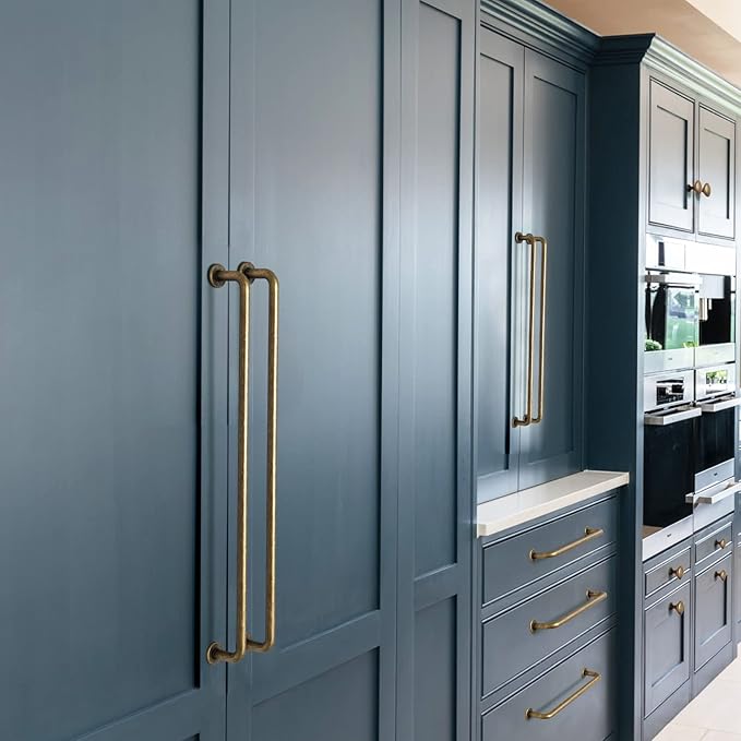 Goo-Ki 6 Pack Antique Brass Cabinet Handle Drawer Pulls, 12.6" c-c Vintage Bronze Retro Brass Appliance Pull Bar Handles Solid Zinc Alloy Kitchen Hardware for Cupboard Furniture