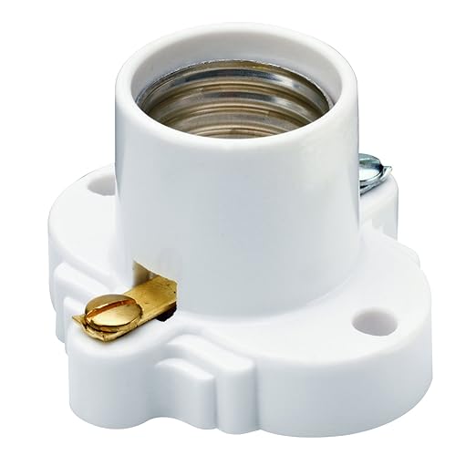 Legrand Pass & Seymour S752WCC10 660W 250V Medium Base A26 Lampholder, Cleat Sockets, Front Wire, White (1 Count)