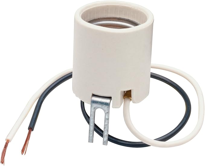 Legrand-Pass & Seymour 8052CC10 660W 250V Medium Base A26 Porcelain Lamp Holder, Bracket Mounted, Whie (1 Count)