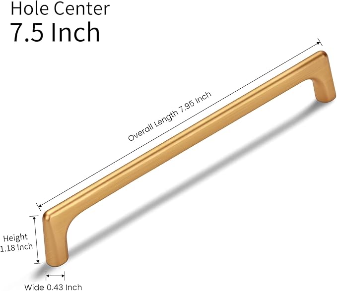 10 Pack 7.5 Inch(192mm) Hole Center Modern Brushed Champagne Bronze Cabinet Pull Handle Timeless Vanity Drawer Pull Handle Classic Cabinet Hardware for Kitchen Bathroom, Champagne(7.5x10)