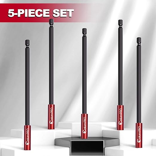 5PCS 6inch Strong Magnetic Drill Bit Extension Holder For Impact Driver,1/4" Hex Shank S2 Steel Magnetic Screwdriver Extension,Straight Without Bending Drill Bit Extender