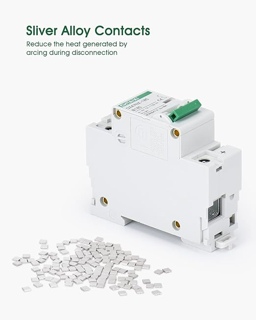 12V-110V DC Miniature Circuit Breaker, 125 Amp 1 Pole Battery Breaker Protector for Solar PV System and RV, Thermal Magnetic Trip, DIN Rail Mount, High Current DC Disconnect Switch MCB 1P B125