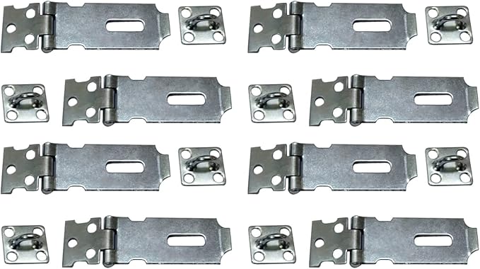 QCAA Safety HASP with Fixed Staple Steel Construction 2-1/2" Inch, Zinc Plated, 8 Pack, Made in Taiwan