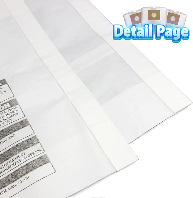 for Shop Vac Bags 3 Gallon, Type C - 90669 9066900 9066933 Vacuum Cleaner Disposable Collection Filter Bags 5 PCS