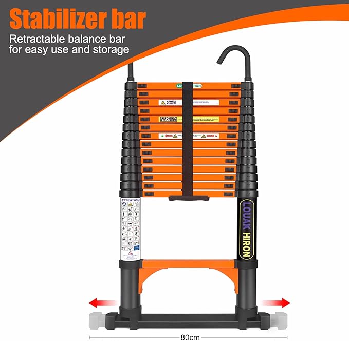 Telescopiing Ladder 12.5ft Extendable Extension Folding Non-Slip Ladder for Multi-Purpose Household