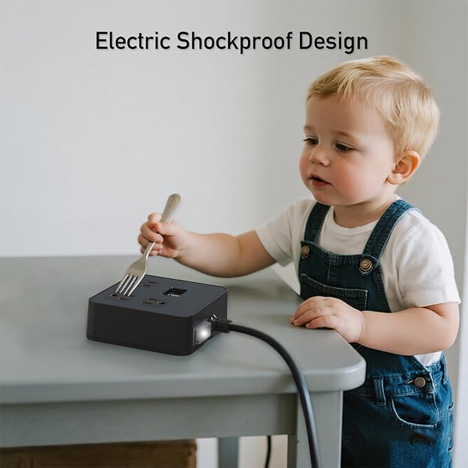 Outdoor Power Strip Weatherproof, KPQ IPX6 Waterproof Surge Protector Power Strip with 3 Outlets, 2 USB A & 1 USB C, 6Ft Heavy Duty Extension Cord for Indoor Outdoor