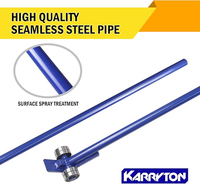 Pry Lever Bar 5T/11000LBS Load Capacity, 5FT Length Steel Handle Prylever Bar with Wheels for Heavy Duty Equipment Handling,Great Hand Tool with Four Industrial Bearings