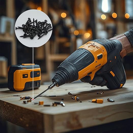 #6 x 1-3/8" Phillips Bugle Head Fine Thread Sharp Point Drywall Screw, Self Tapping Wood Screws with Black Phosphate Coated, Ideal Screw for Drywall, Wood and Sheetrock, 90 Pieces