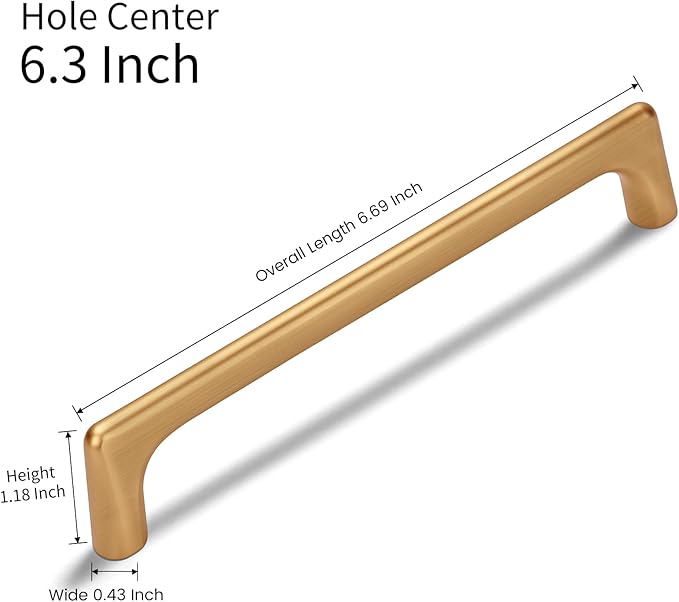10 Pack 6.3 Inch(160mm) Hole Center Modern Brushed Champagne Bronze Cabinet Pull Handle Timeless Vanity Drawer Pull Handle Classic Cabinet Hardware for Kitchen Bathroom, Champagne(6.3x10)