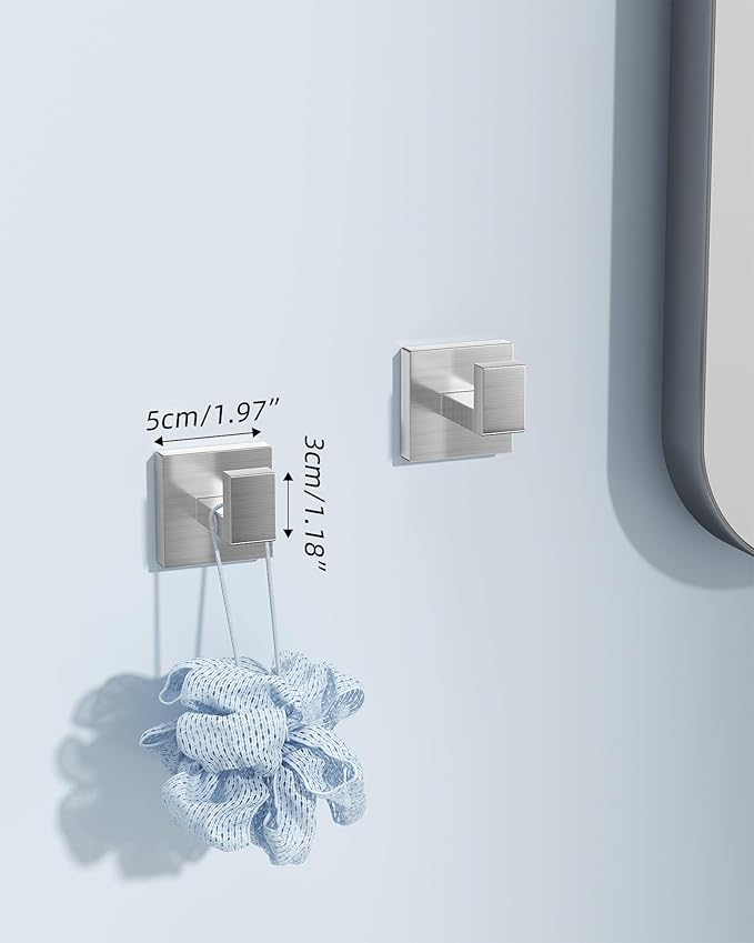 Brushed Nickel Bathroom Towel Bar Set 10 Pieces, Stainless Steel Towel Racks Set with 2×16 InchTowel Bars, 2×Toilet Paper Holder, 2×Towel Rings, 4× Robe Hooks for Bathroom