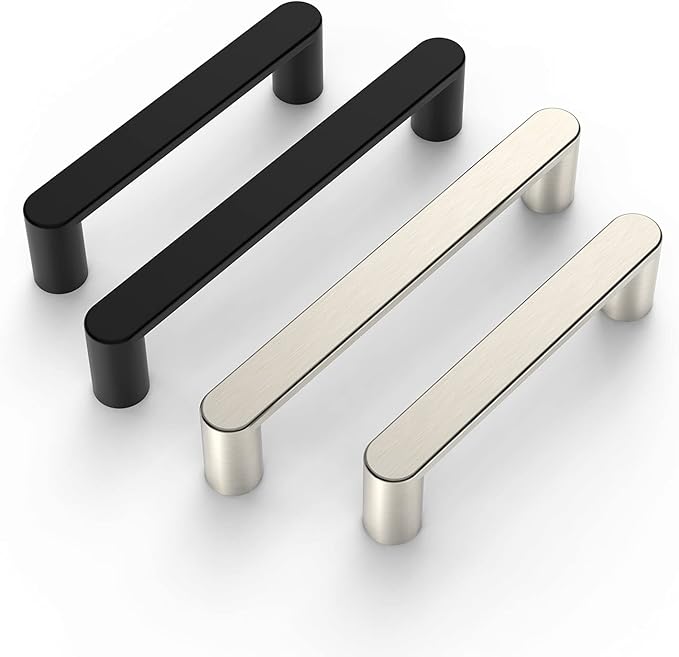Amerdeco 10 Pack ZH0005BSN Brushed Satin Nickel 5 Inch(128mm) Hole Centers Kitchen Cabinet Pulls Hardware Modern Kitchen Handles for Cabinets Cupboard Handles Drawer Pulls