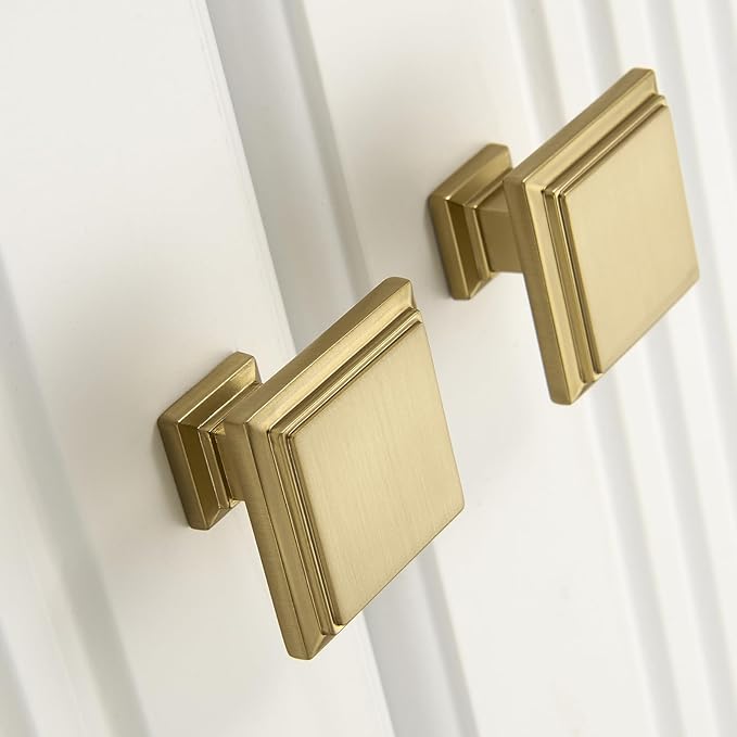 10 Pack Brushed Champagne Bronze Cabinet Knobs Modern Cabinet Pulls Kitchen Cabinet Handles Kitchen Cabinet Hardware Timeless Drawer Pulls for Dresser Wardrobe, Champagne(1x10)