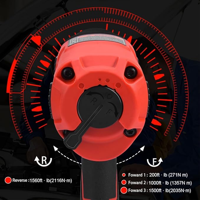 1/2 Inch Air Impact Wrench, Max Torque 1560 ft-lbs, lightweight 4.4 lb Design, Air Impact Gun Includes 11 Pcs CR-V Steel Impact Socket Set and Storage Case, Twin Hammer 8000RPM for Automobile Repair