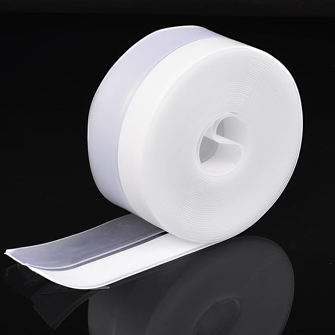 Silicone Seal Weather Stripping Tape 16.5 Ft Strip Bottom Draft Insulation Stopper Tape Weatherproof Soundproof for Door or Window Bathroom Shower Glass Gaps(35mm*5m)