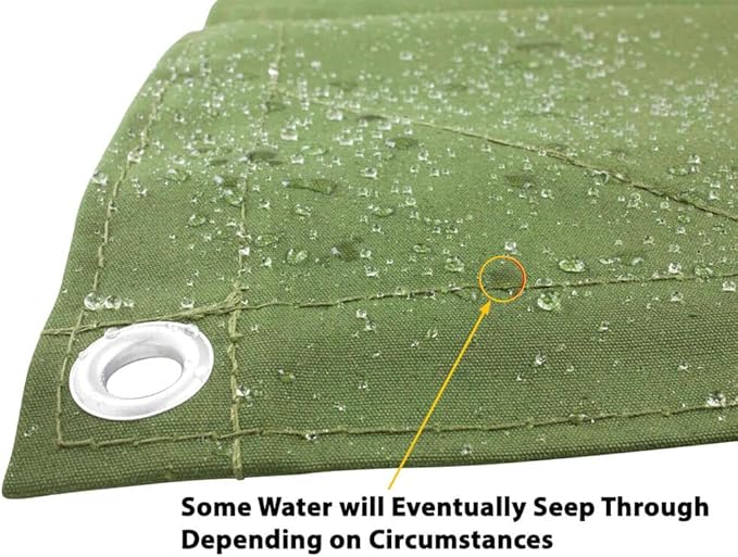 Mytee Products 7' x 9' Green 12oz Canvas Tarp with Grommets - Water Resistant - Heavy Duty Canvas Tarps - Multipurpose Tarpaulin Cover for Canopy Tent, Roof, Camping, Semi Trucks & Cargo