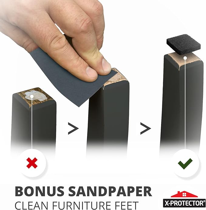 Felt Furniture Pads 235 PCS X-Protector! Huge Quantity of Black Furniture Pads for Hardwood Floors with Many Big Sizes – Your Ideal Wood Floor Protectors for Furniture.