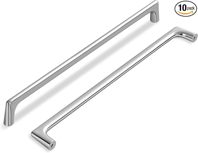 10 Pack 11.3 Inch(288mm) Hole Center Modern Satin Nickel Cabinet Pull Handle Timeless Vanity Drawer Pull Handle Classic Cabinet Hardware for Kitchen Bathroom, Screws Included, Nickel-B(11.3x10)