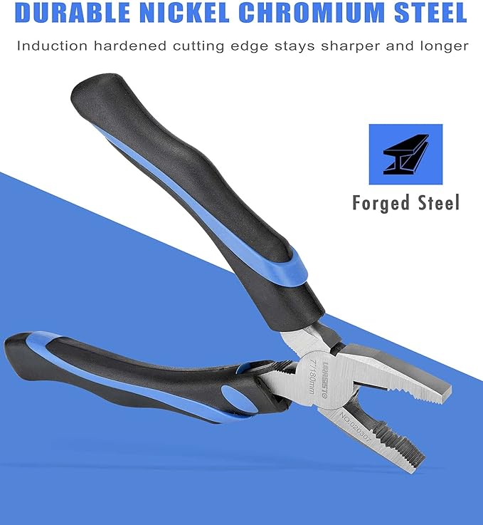 7-Inch Linesman Pliers with Rubber Grip Handle for Basic Repair, DIY Projects and Home