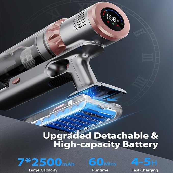 Cordless Vacuum Cleaner Handheld Vacuums 500W/45Kpa Lightweight Stick Vacuums Powerful Suction with 60min Runtime for Home Pet Hair Car