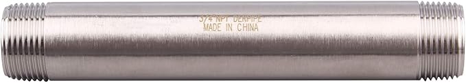 3/4" X 3/4" NPT Male Nipple Stainless Steel 304 Cast Pipe Coupling fitting 6" Length