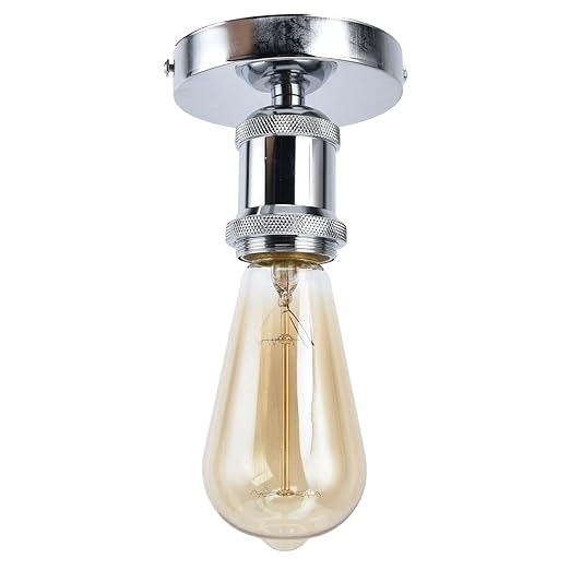 E26/E27 Screw Head Light Socket 100-240V Vintage Ceiling Light Wall Lamp Bulb Holder Socket for Hallway,Kitchen,Basement,Garage,Bar,Restaurant (Sliver)