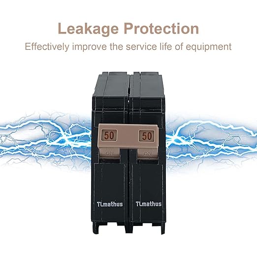 50 Amp Double Pole Breaker Plug on Mount Standard Miniature Circuit Breaker Thermal Magnetic Protection, 10KA 120/240V, Suitable for Various Brands of Load Centers