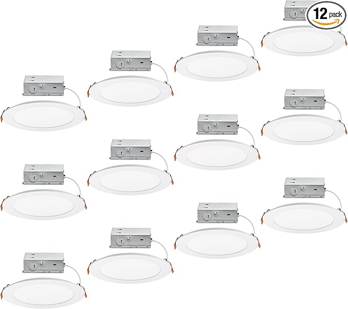 Builder Essential 7in 1,150 Lumens Round LED Recessed Light and Housing for Remodel or New Construction with 5-CCT 2700-3000-3500-4000-5000K in White (Pack of 12) IC-Rated