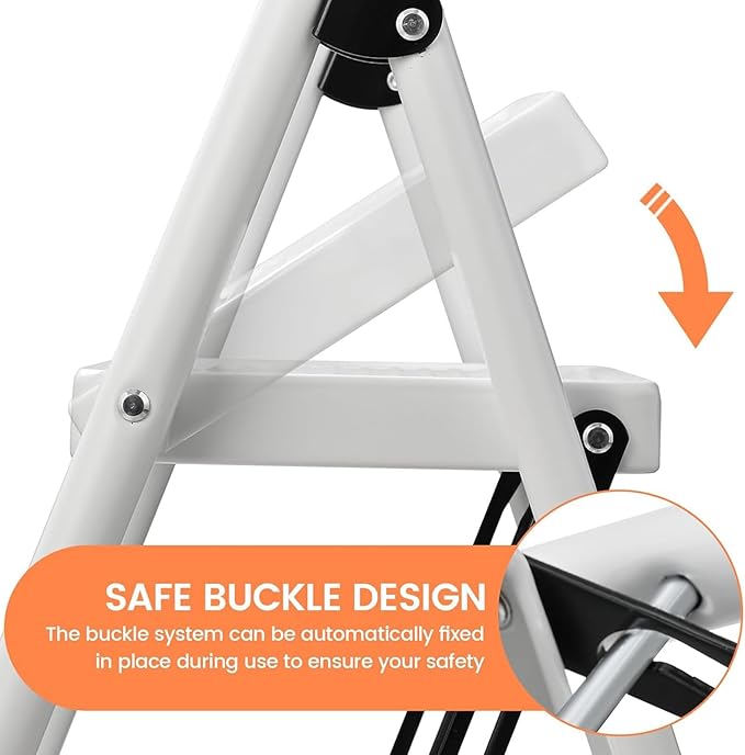Step Stool for Adults,2 Step Ladder Folding 330lbs Anti Slip Step Stool,Foldable Ergonomic 2 Steel Stool with Wide Pedal for Home, Kitchen, Office (White)