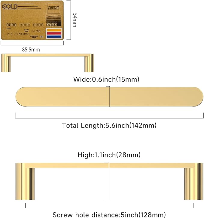 Amerdeco 10 Pack ZH0005BRG Champagne Bronze 5 Inch(128mm) Hole Centers Kitchen Cabinet Pulls Hardware Modern Kitchen Handles for Cabinets Cupboard Handles Drawer Pulls