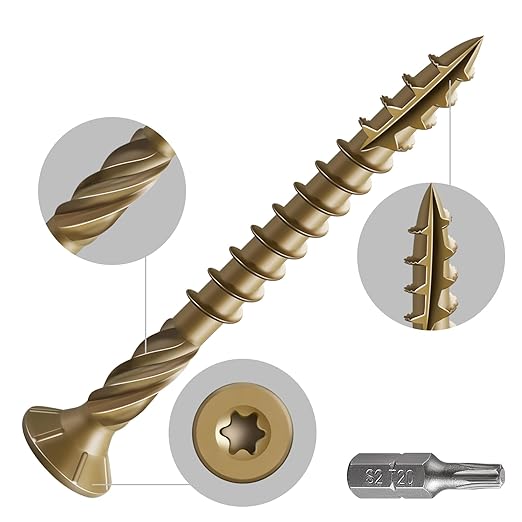 #8 * 1-5/8" Deck Screws, (2833pcs) 15 lbs.Exterior Wood Screws, Rust Resistant epoxy Coated, Bronze, T20 Star Bit