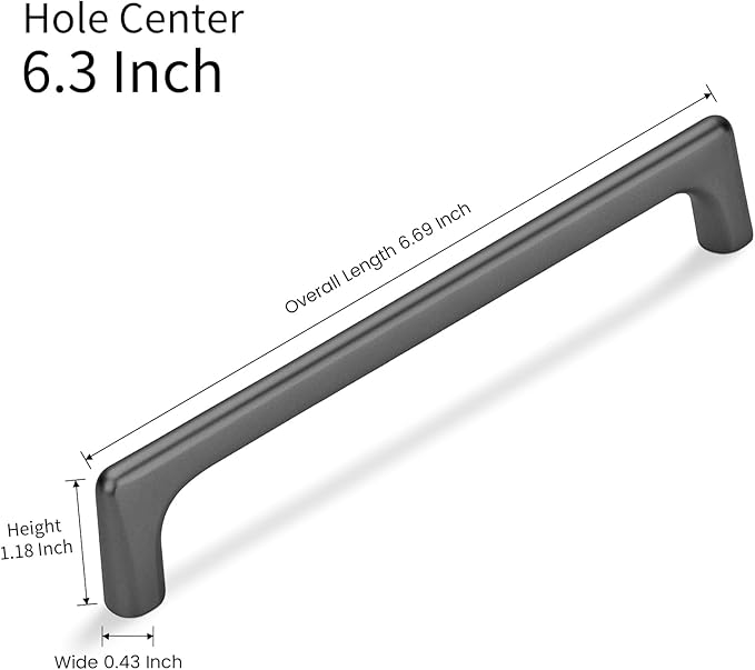 10 Pack 6.3 Inch(160mm) Hole Center Modern Matte Dark Gunmetal Gray Cabinet Pull Handle Timeless Vanity Drawer Pull Handle Classic Cabinet Hardware for Kitchen Bathroom, Screws Included, Gray(6.3x10)