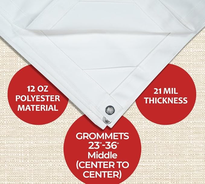 Mytee Products 10' x 12' White Canvas Tarp 12oz - Water Resistant & Breathable - Heavy Duty Tarps - Multipurpose Tarpaulin Cover for Camping Tent