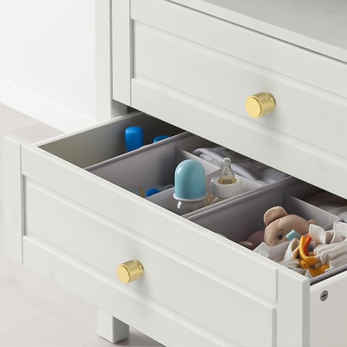 Amerdeco 10 Pack Brushed Gold Knurled Cabinet Knobs Kitchen Cabinet Pulls for Drawer, Cupboard and Wardrobe ZH0031