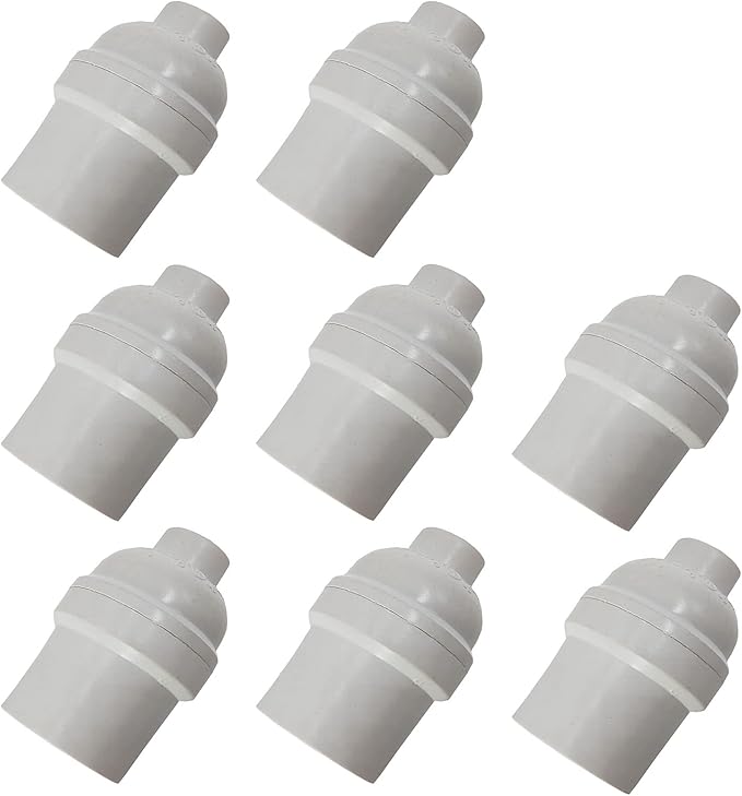 E26 E27 Light Socket,8-Pack White Edison Retro Pendant lamp Holder, E26 E27 Plastic Standard Screw-in Socket Maximum Wattage 250W Heat Resistant Up to 200℃ Fire Resistant