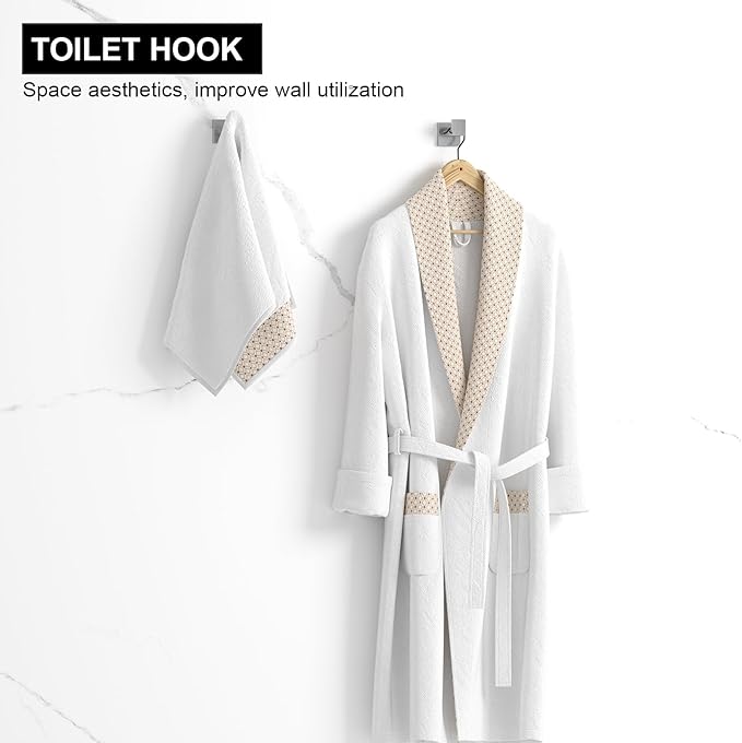 Bathroom Accessory Towel Bar Set: 5 Pieces Brushed Nickel Bathroom Hardware Square SUS304 Stainless Steel - Wall Mounted Towel Rack&Toilet Paper Holder&Towel Ring and Robe Hooks.